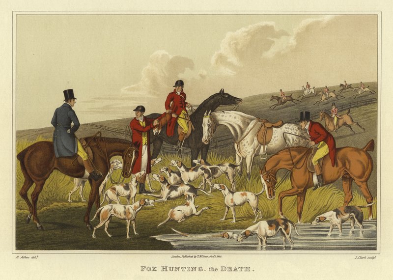 Rävjakt, döden (chromolitho) av Henry Thomas Alken