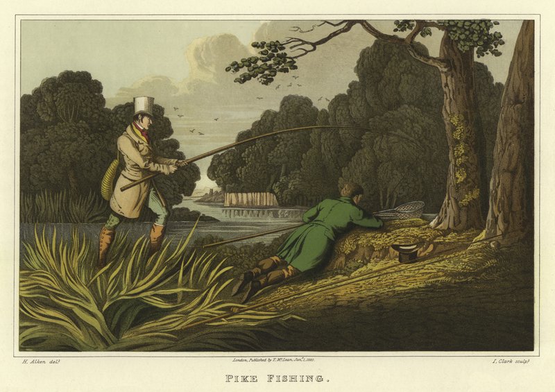 Gäddfiske (chromolitho) av Henry Thomas Alken