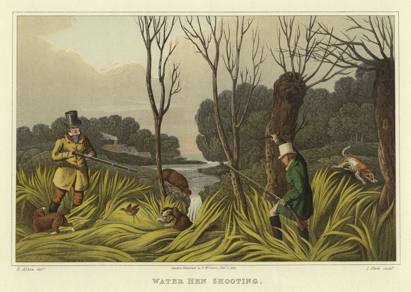 Vattenhönsskytte (chromolitho) av Henry Thomas Alken