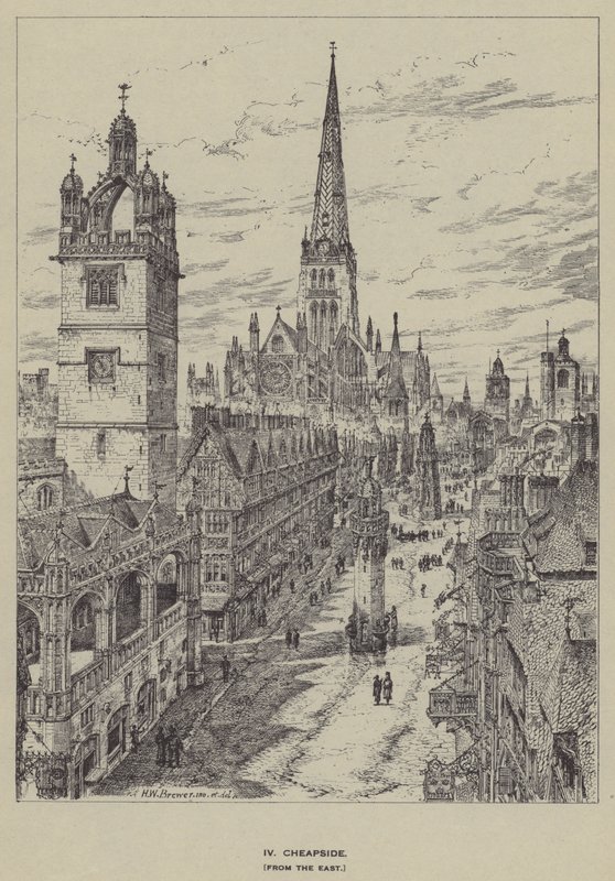 Cheapside, från öst av Henry William Brewer