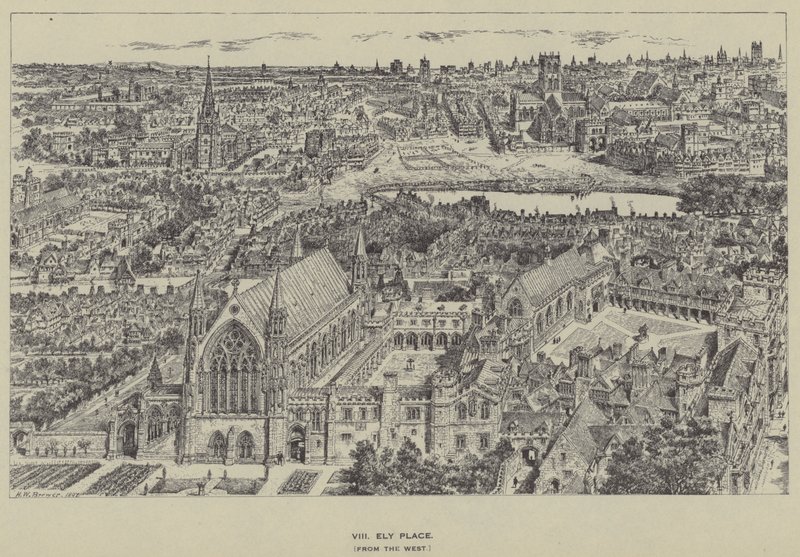 Ely Place, från väst av Henry William Brewer