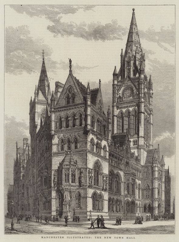 Manchester Illustrated, New Town Hall av Henry William Brewer