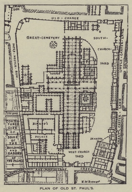 Plan av Old St Pauls av Henry William Brewer