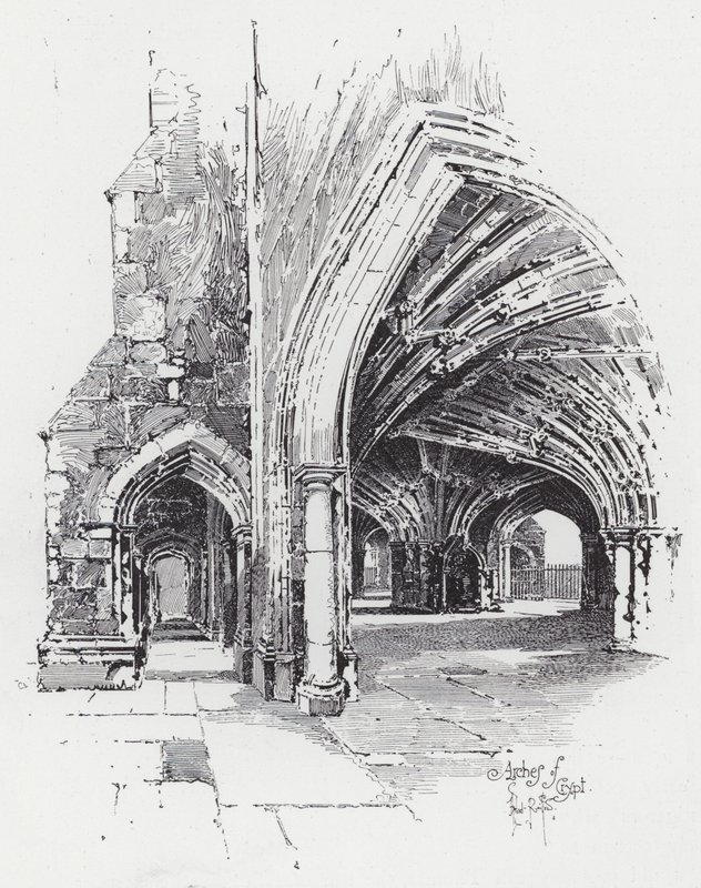 Arches of Crypt (gravyr) av Herbert (after) Railton