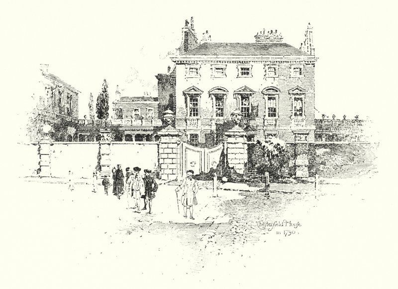 Chesterfield House, London, 1790 (litho) av Herbert (after) Railton
