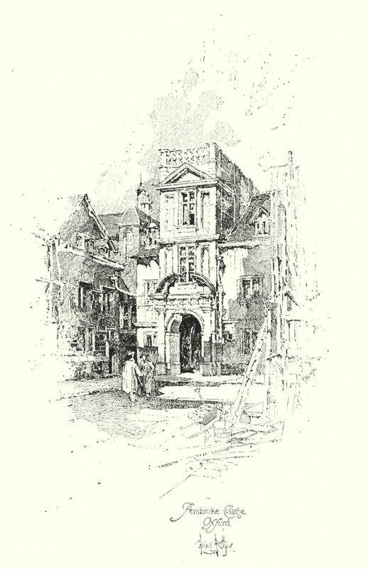 Pembroke College, Oxford (litho) av Herbert (after) Railton