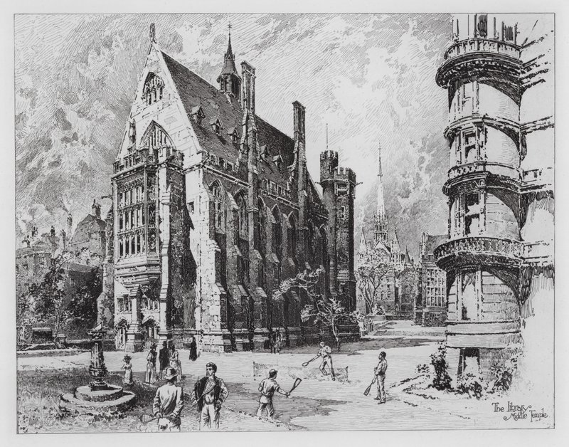 The Library, Middle Temple (gravyr) av Herbert (after) Railton