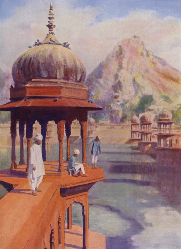 Sacred Tank, Alwar, Rajasthan, Indien (färgat foto) av Herbert Ponting