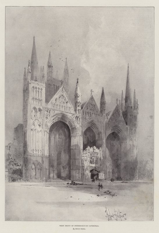 Västra fronten av Peterborough Cathedral av Herbert Railton