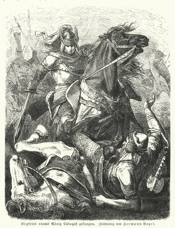 Siegfried fångar kung Ludegast av Hermann Vogel
