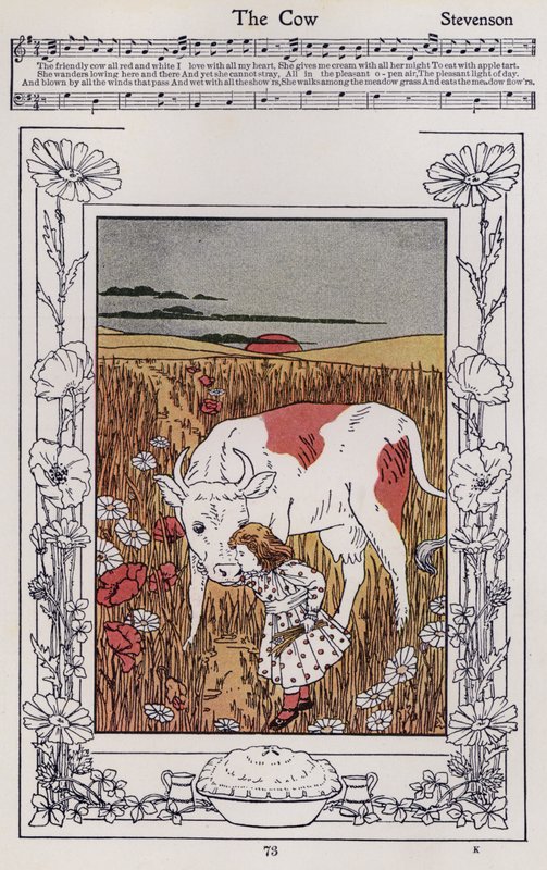 The Cow (färg litho) av Hilda Broughton