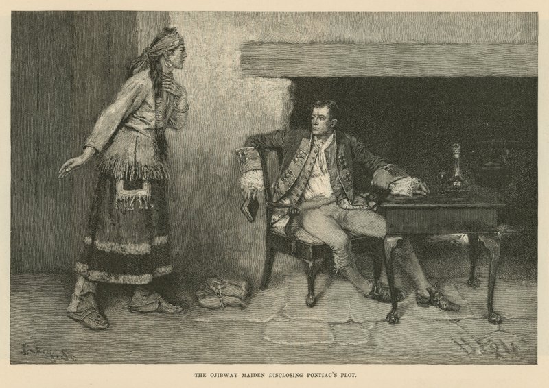 Ojibway-jungfrun som avslöjade Pontiacs komplott av Howard Pyle
