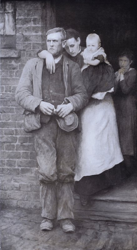 På strejk (litho) av Hubert von Herkomer