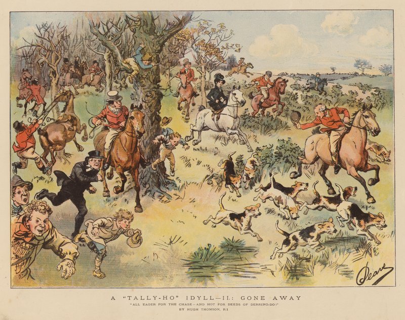 En Tally-Ho-idyll: borta (färglitografi) av Hugh Thomson