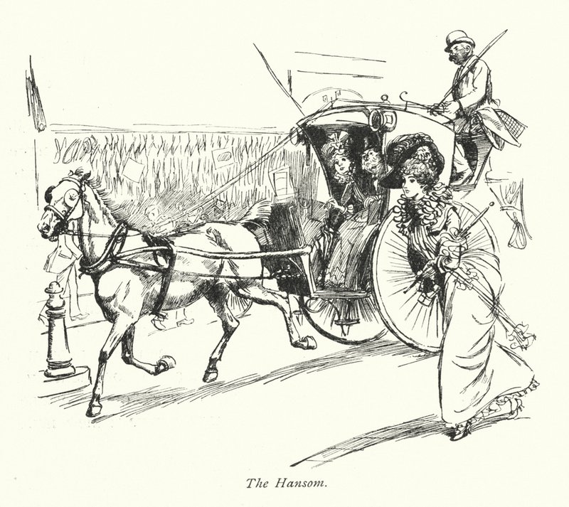 London: The Hansom (färglitografi) av Hugh Thomson