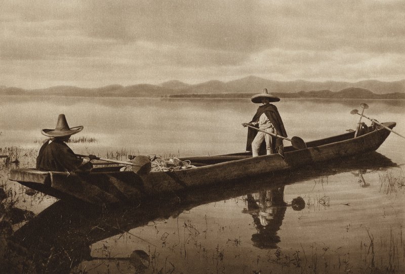 Mexiko: Laguna de Patzcuaro (svartvitt foto) av Hugo Brehme