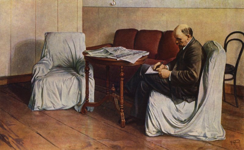 Lenin i Smolnyj (färg litho) av Isaak Israilevich (after) Brodsky