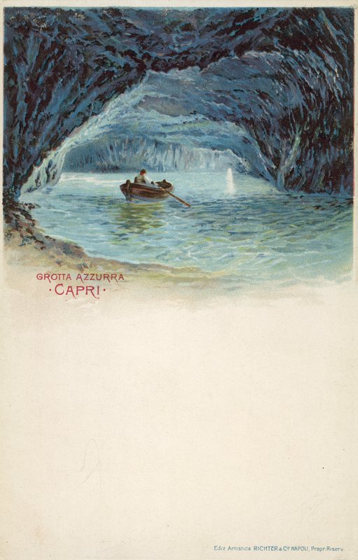 Blå grottan, Capri (färglitografi) av Italian School