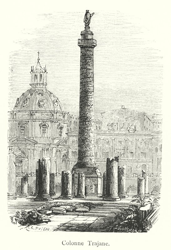 Trajanus kolumn (gravyr) av Italian School