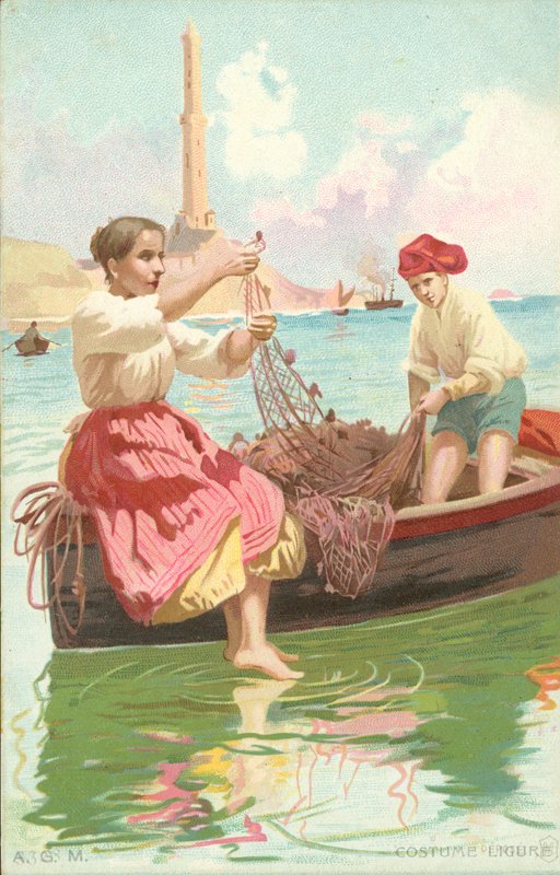 Kostym Ligure (chromolitho) av Italian School