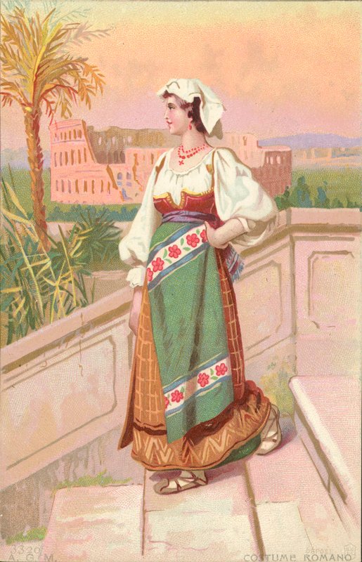 Romersk dräkt (chromolitho) av Italian School
