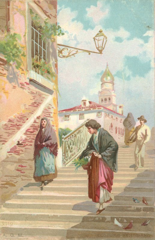 Venetiansk dräkt (chromolitho) av Italian School