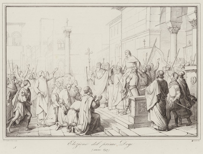 Val av den första dogen, 697 (gravyr) av Italian School