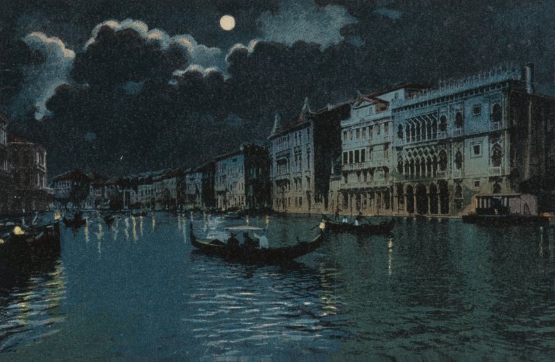 Grand Canal (färglitografi) av Italian School