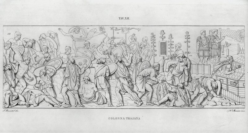 La Colonna Trajana, Trajanus kolumn (gravyr) av Italian School