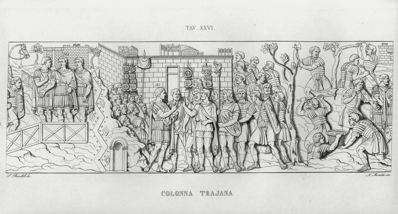 La Colonna Trajana, Trajanus kolumn (gravyr) av Italian School