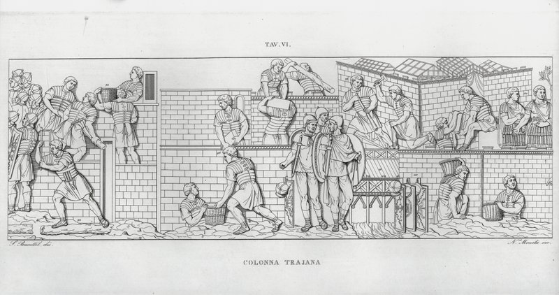 La Colonna Trajana, Trajanus kolumn (gravyr) av Italian School