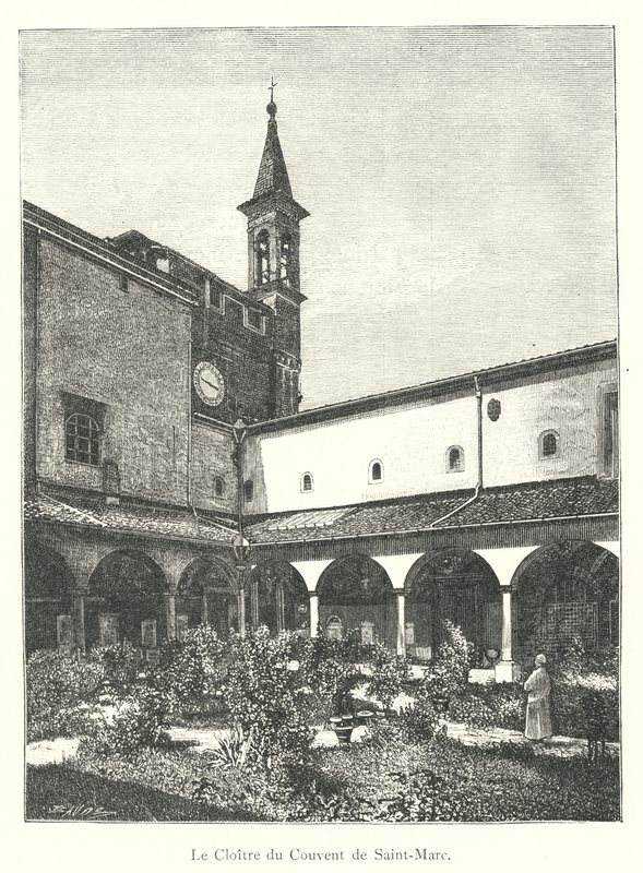 Klostret i Sankt Markusklostret (gravyr) av Italian School