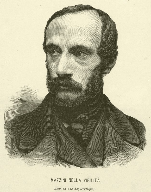 Mazzini Nella Virilita (gravyr) av Italian School