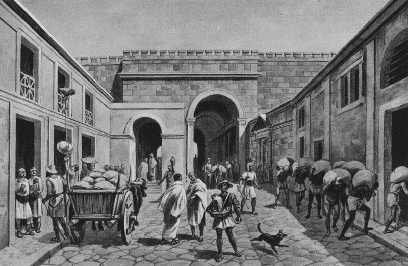 Pompeji: Porta Marina (litho) av Italian School
