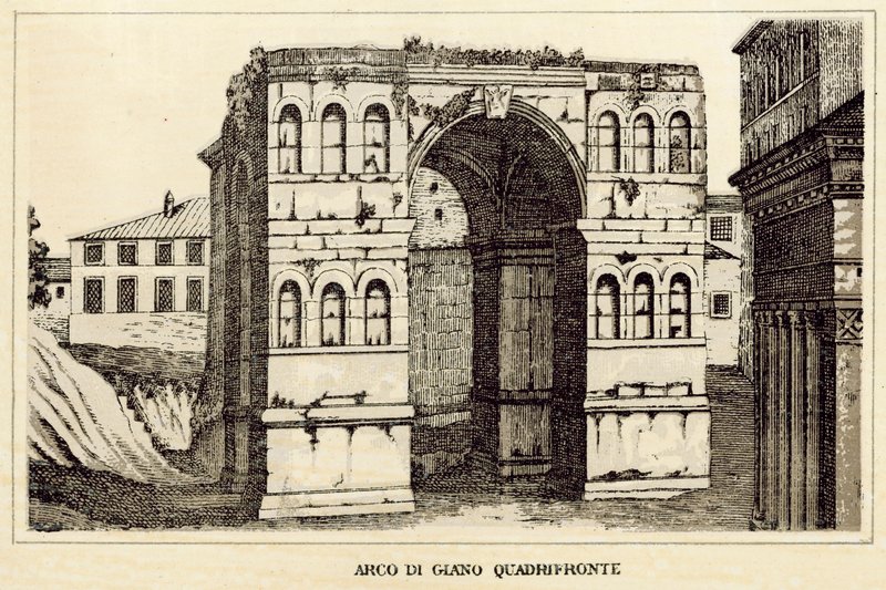 Rom: Janus båge Quadrifronte (litho) av Italian School