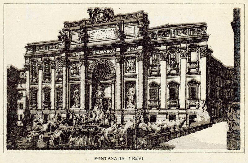 Rom: Fontana di Trevi (litho) av Italian School