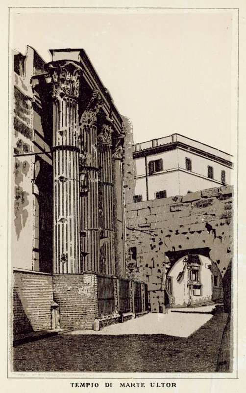 Rom: Mars Ultors tempel (litho) av Italian School