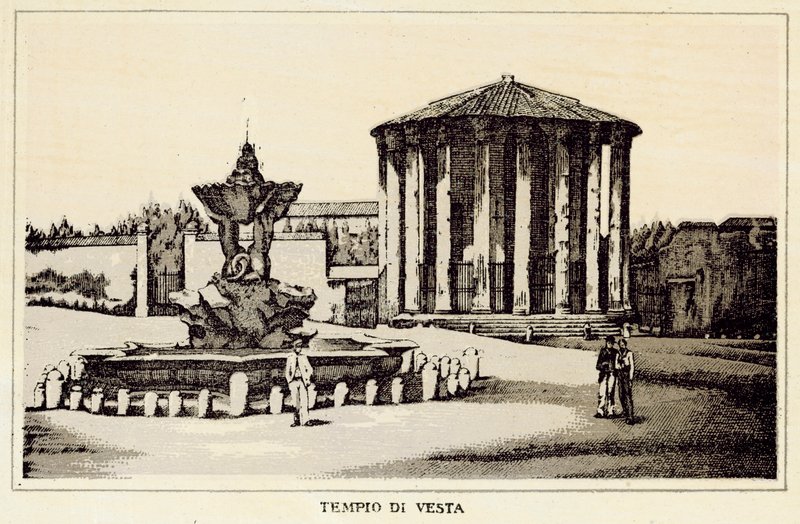 Rom: Vestas tempel (litho) av Italian School