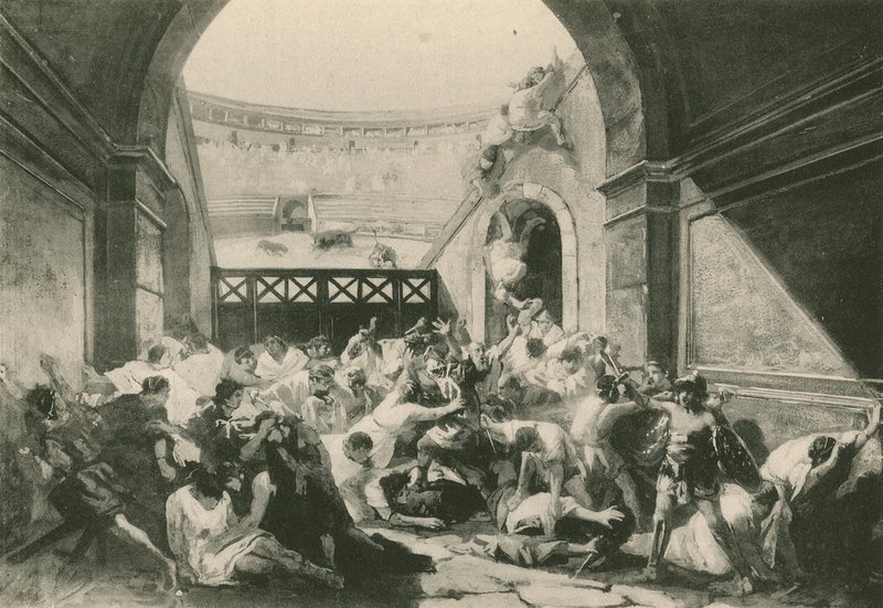 Grälet mellan Pompeianer och Nuceriner (gravyr) av Italian School