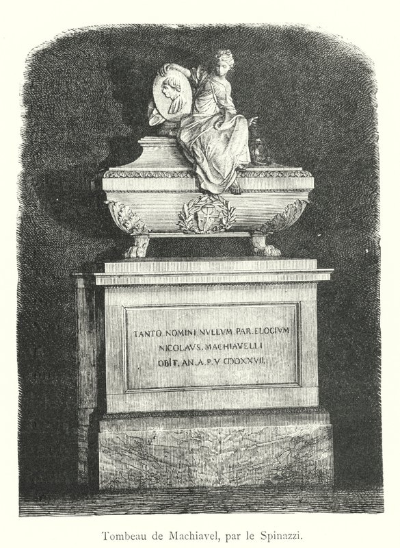 Machiavellis grav, av Spinazzi (gravyr) av Italian School