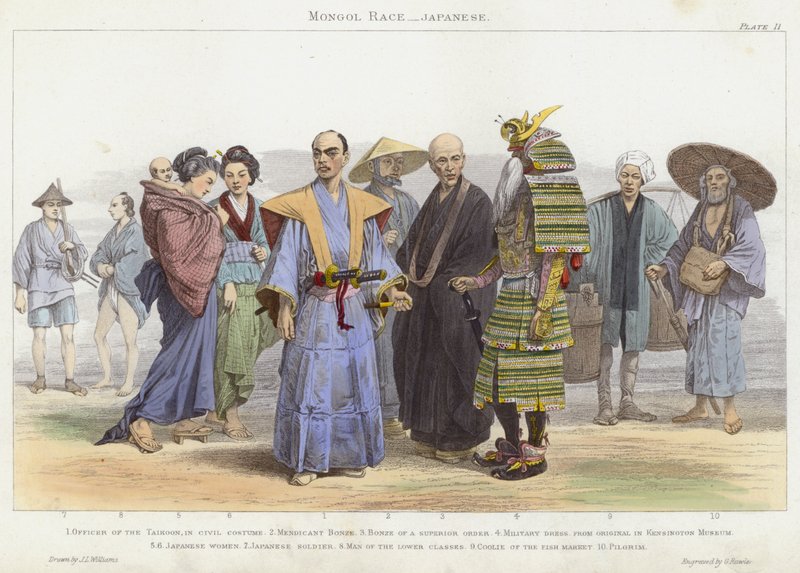 Mongol Race, japansk (färgad gravyr) av J.L. (after) Williams