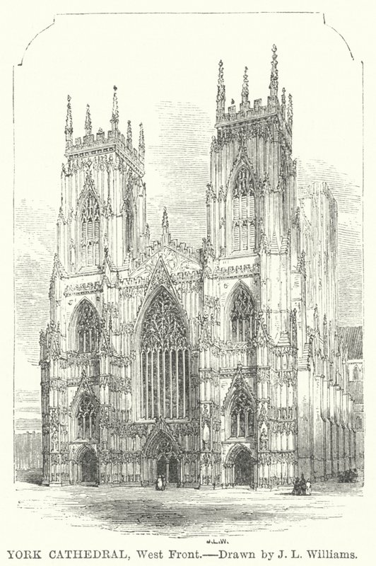 York Cathedral, West Front (gravyr) av J.L. (after) Williams