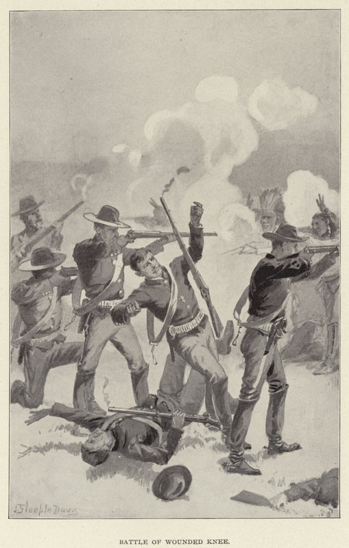 Slaget vid Wounded Knee (litho) av J. (after) Steeple Davis