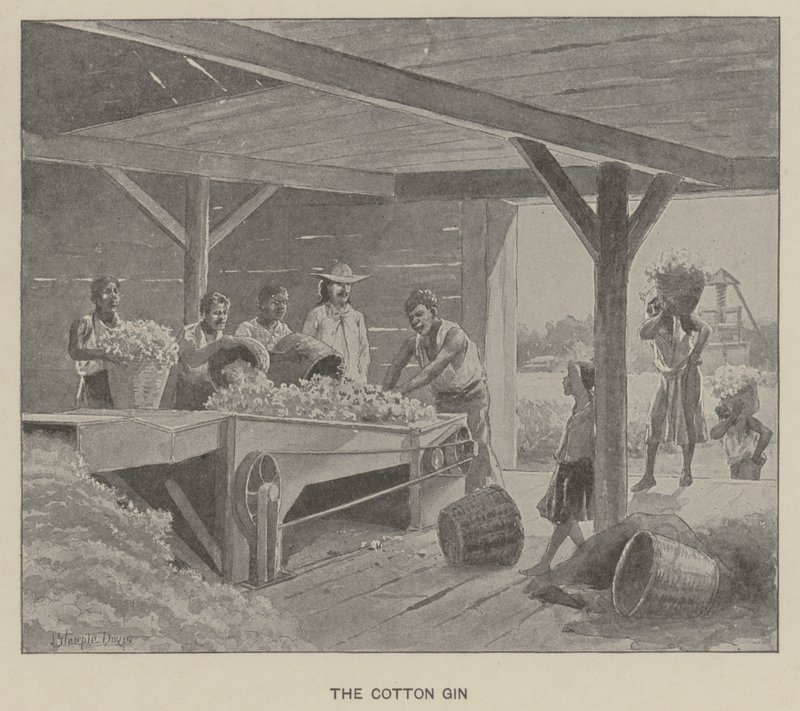 Bomullsgin (litho) av J. (after) Steeple Davis