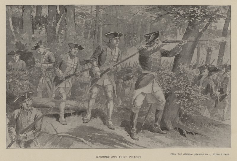 Washingtons första seger (litho) av J. (after) Steeple Davis