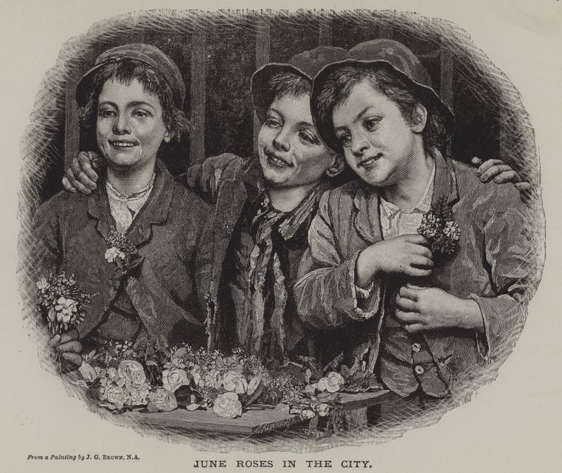 Junirosor i staden (gravyr) av J. Gillis Brown
