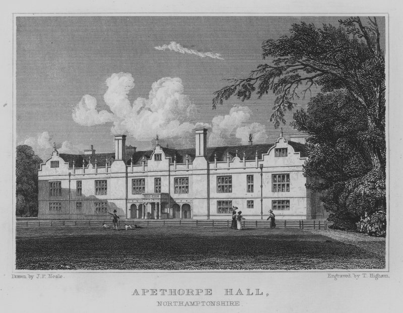 Apethorpe Hall, Northamptonshire (gravyr) av John Preston Neale