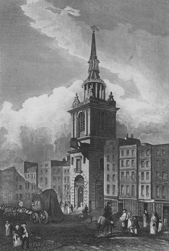 Bow Church, Cheapside, London (gravyr) av John Preston Neale