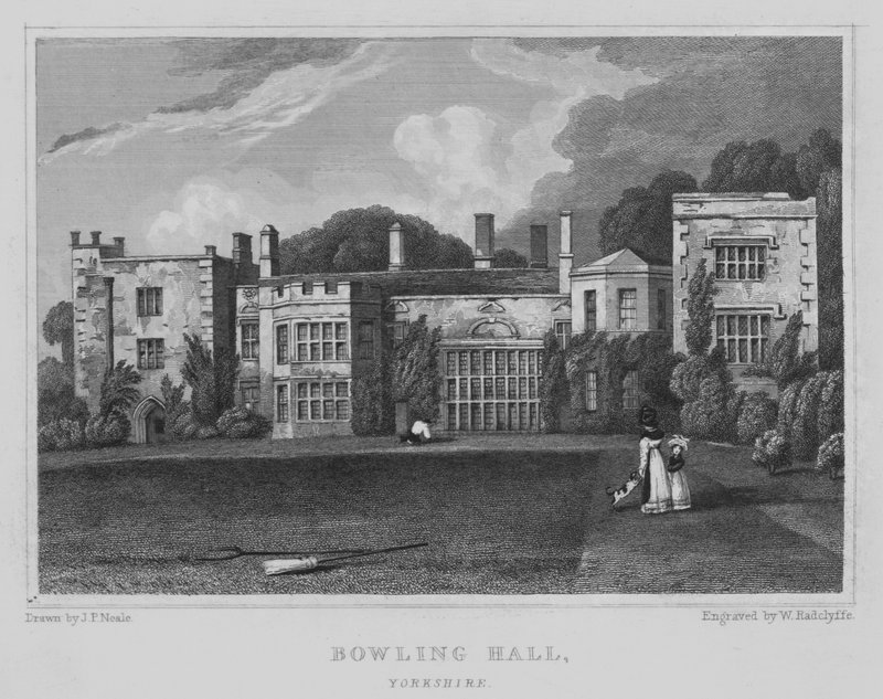 Bowling Hall, Yorkshire (gravyr) av John Preston Neale