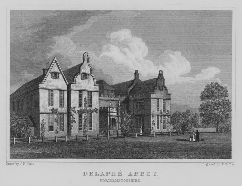 Delapre Abbey, Northamptonshire (gravyr) av John Preston Neale